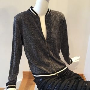 Atmosphere silver sparkle baseball / bomber metallic jacket size 12 ( L XL )